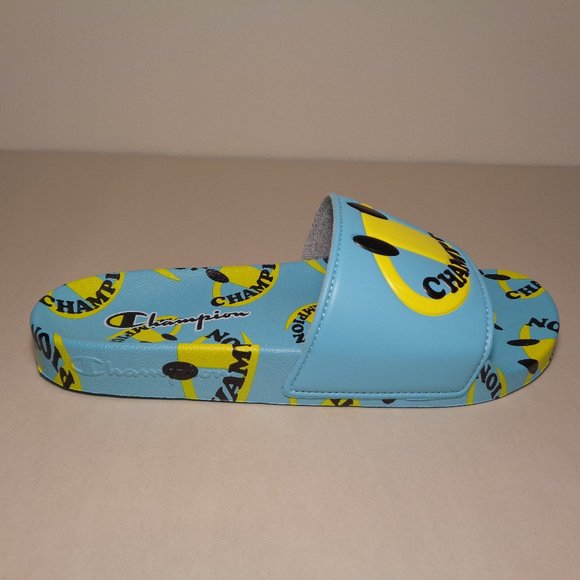 Champion Size 9 M IPO SMILE Aqua Yellow Slide Sandals New Men\'s Shoes main image 6